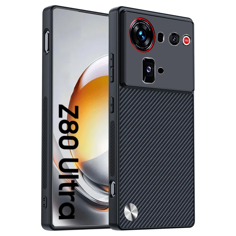 Carbon Fiber Texture PU Leather Shockproof Phone Cover with Enhanced Protection