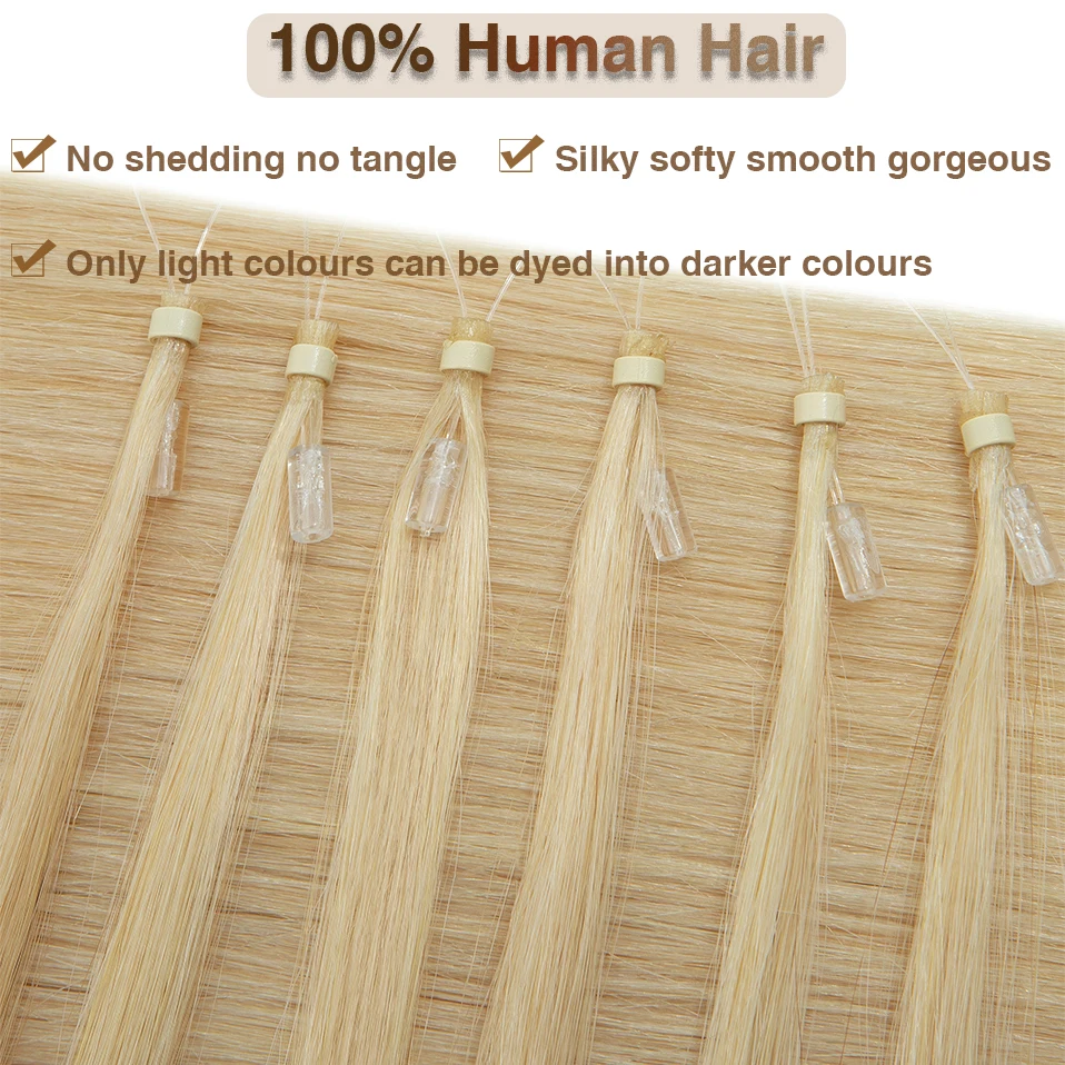 S-noilite Micro Loop Hair Extension Human Hair 1g/strand Micro Link Ring 50pcs Keratin Capsule Straight Thick Natural