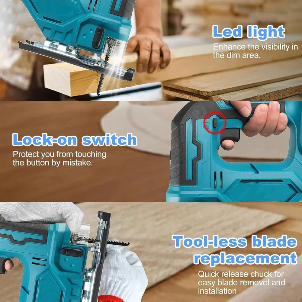 For 18V Makita 3000RPM Electric Curved Saw Cordless Jig Saw Portable Multifunction Carpenter Power Tool No Battery 3