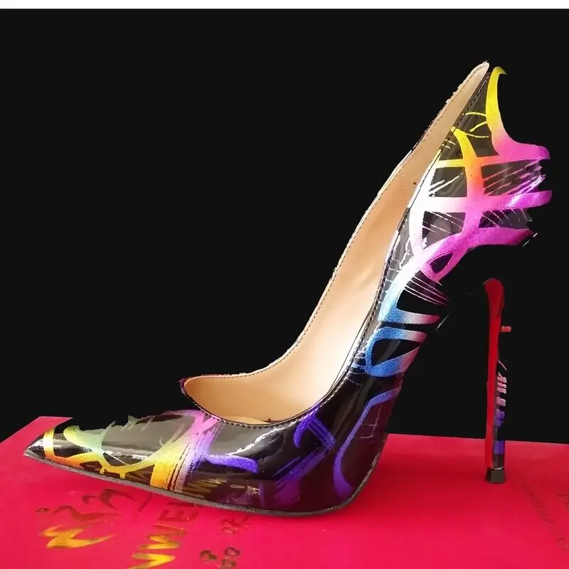 

Женские туфли-лодочки с острым носком, разноцветные кожаные туфли-лодочки на высоком каблуке, модельные туфли без застежек, весна 2022