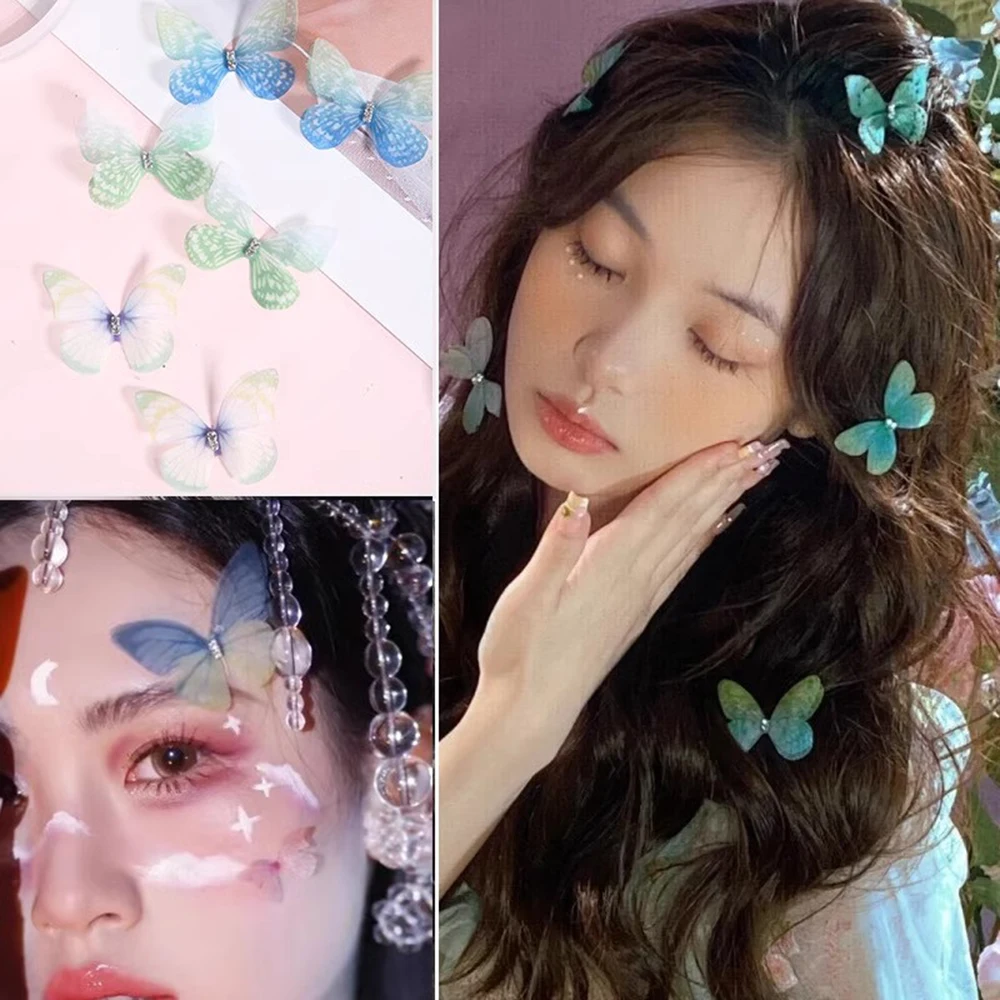 5Pcs /set  Butterfly Hair Clips Girls Bridal Beach Wedding Hairpin Hairgrips For Women Holiday Photo Styling Hair Pin Clips