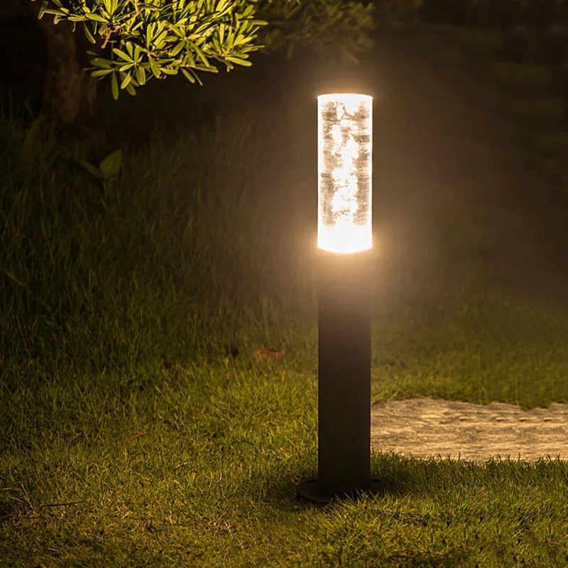 Garden Pillar Lighting Villa Park Stand Post Lawn Lamps Transparent Acrylic Landscape Pathway Patio Bollard Light