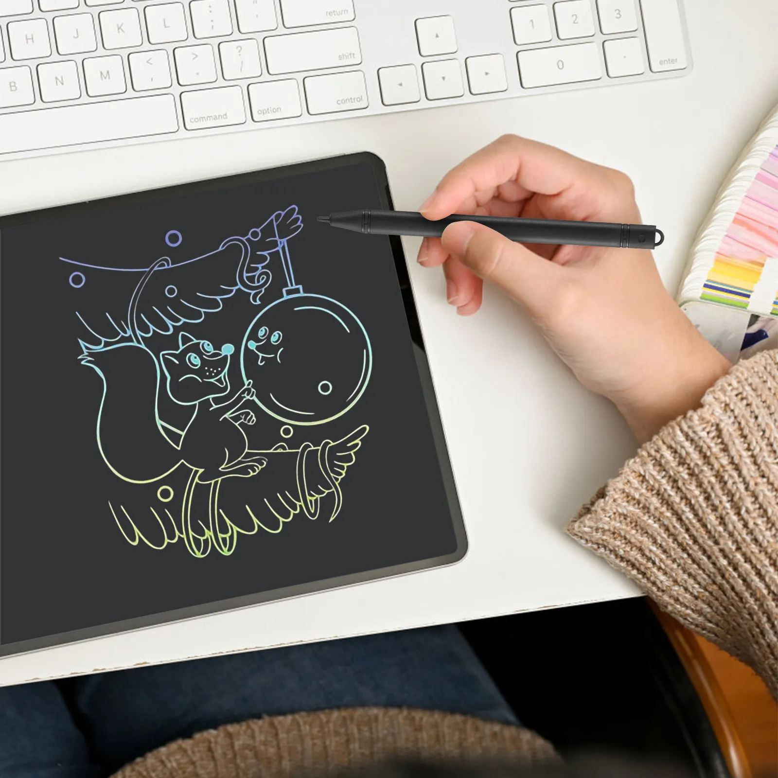 6Pcs 드로잉 보드 펜 LCD 쓰기 태블릿 부드러운 표면 날카로운 모서리 없음 부모 대화형 드로잉 도구 세트