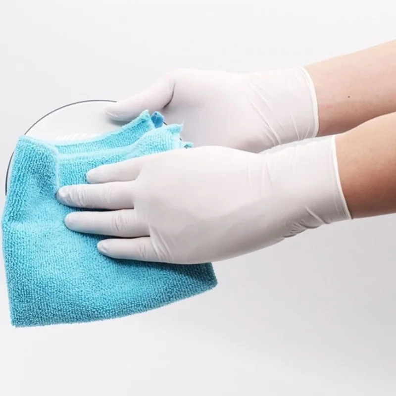 100/50/20PCS White Nitrile Gloves Disposable Waterproof Nitrile Gloves Hair Care Tattoos Household Dishwashing Cleaning Tools 5