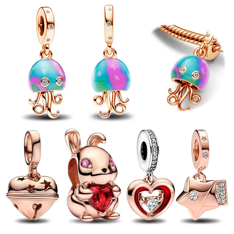 

Подвески в виде медузы, серебряные бусины 925 пробы, подходят для браслетов Pandora, женские бусины, новинка 2024, DIY, ювелирные изделия на годовщину, подарки