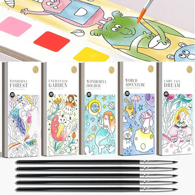 Watercolor Coloring Books Adults  Pocket Watercolor Painting Book