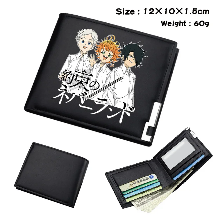 

Anime The Promised Neverland Emma Ray PU Wallet Coin Purse School Office Short Floded Money Bag 1153