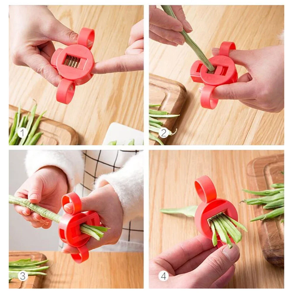 Green Bean Slicer Cutter-Kitchen Vegetable Stringer Peeler Remover Easy-to-Use Fruit Cutting Tool Kitchen Gadget Accessory