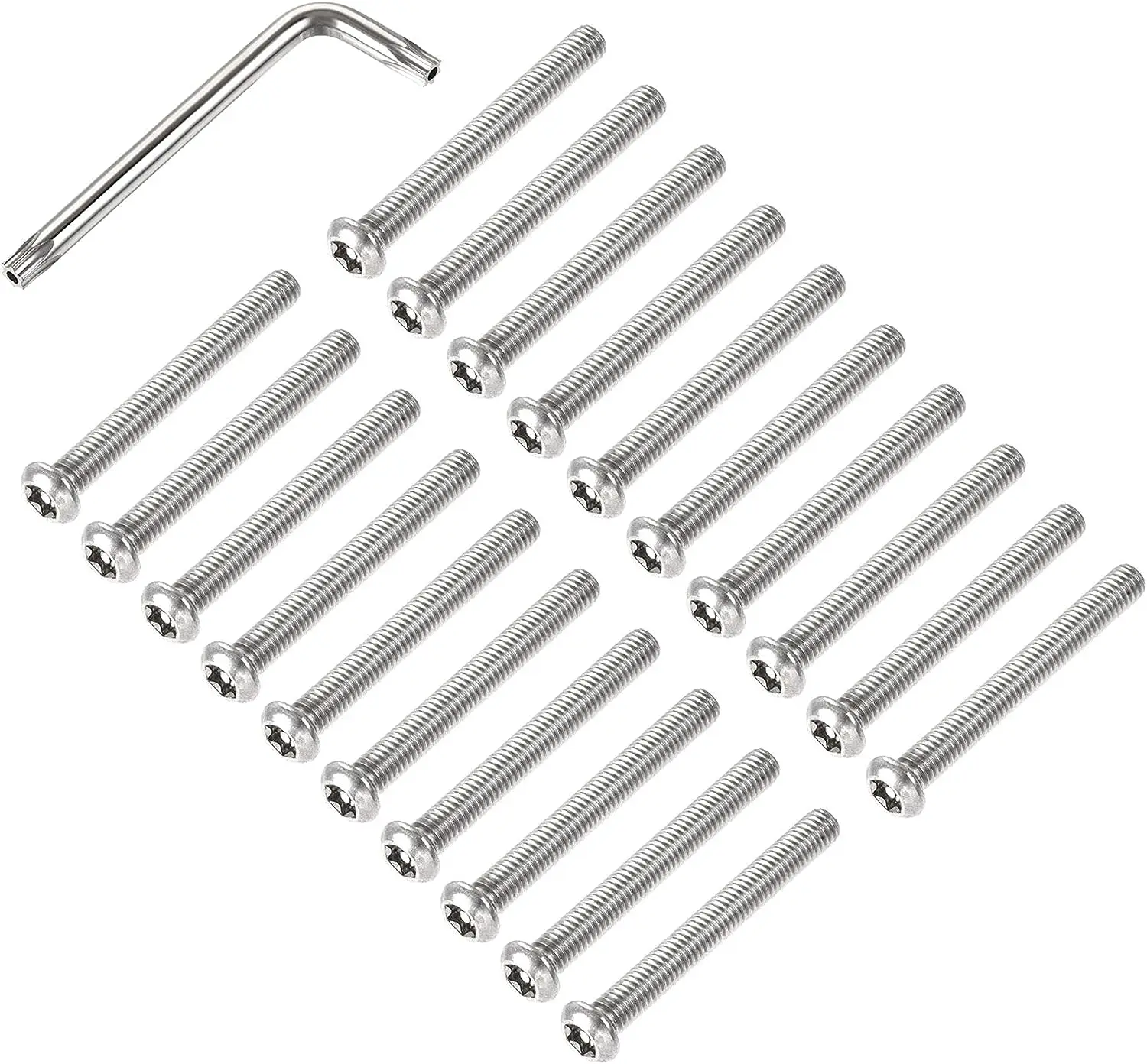 

M6x50mm Torx Security Machine Screw, 20pcs Pan Head Screws Inside Column, with T30 L-Type Wrench, 304 Stainless Steel Fasteners