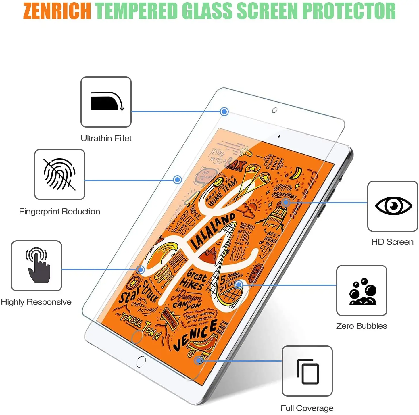 2 Pack 9H Matte Tempered Glass Screen Protector Designed for iPad Mini 5 ,Anti-Glare & Fingerprint/Bubble Free Fit iPad Mini 4 5
