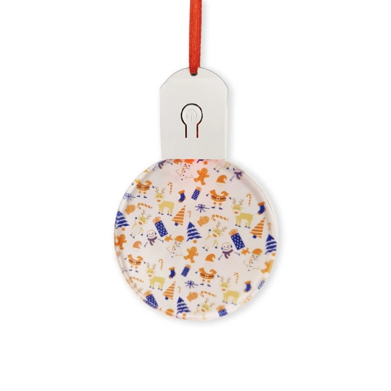 30Pcs/Lot Sublimation Blanks Round Xmax Acrylic Christmas Ornaments With Red Rope For Christmas Tree Decoration