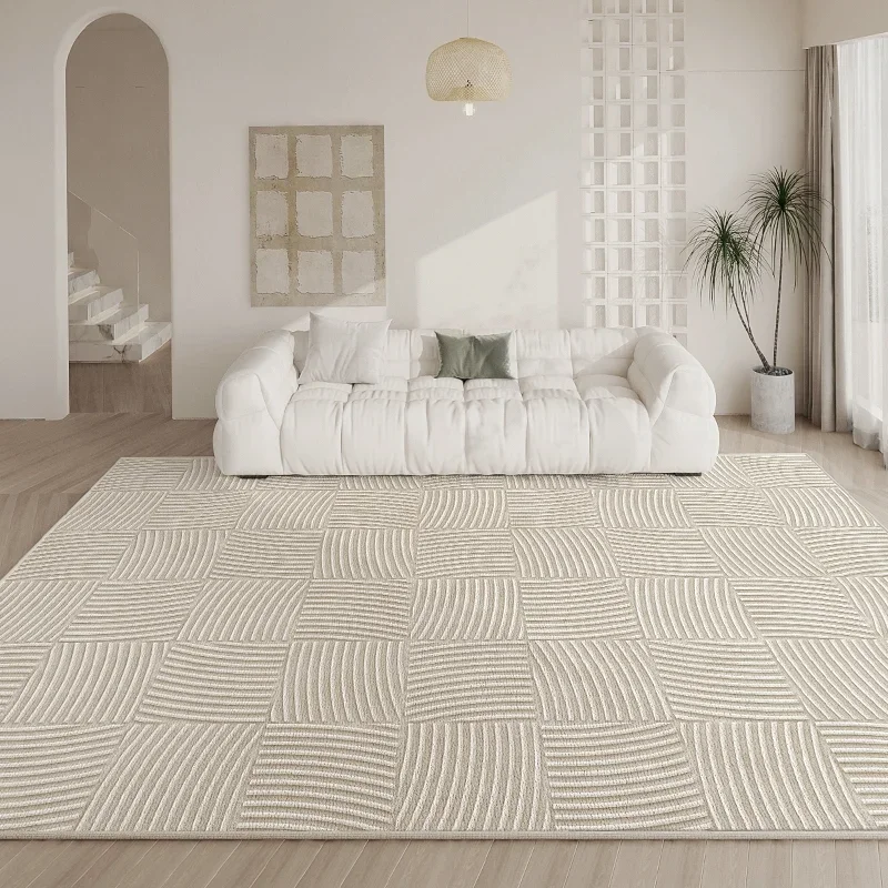 French Cream Washable Home Carpet Light Luxury Large Area Living Room Decorative Carpets Thickened Antifouling No Slip Rug 러그 3