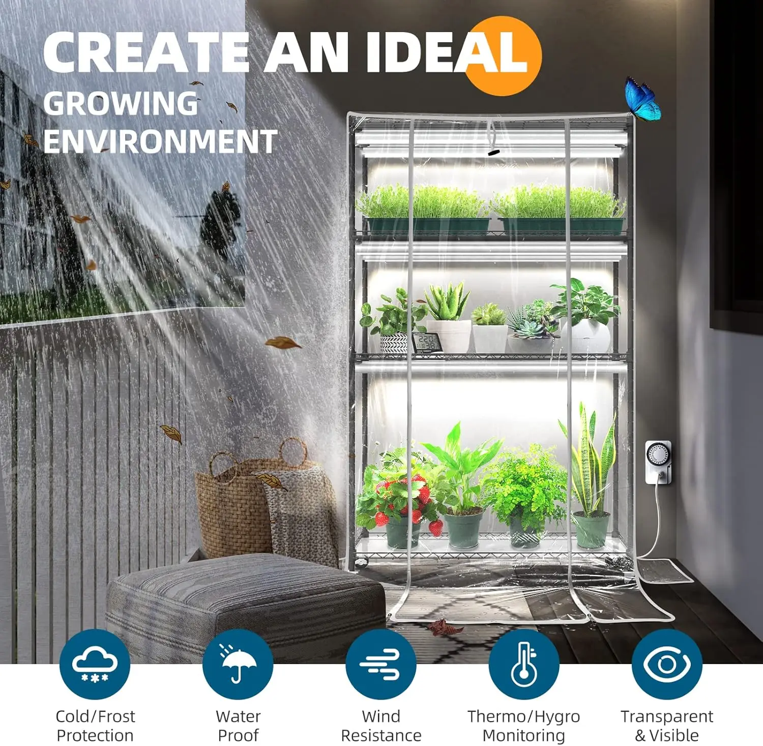4-Tier Mini Greenhouse with LED Grow Light 6