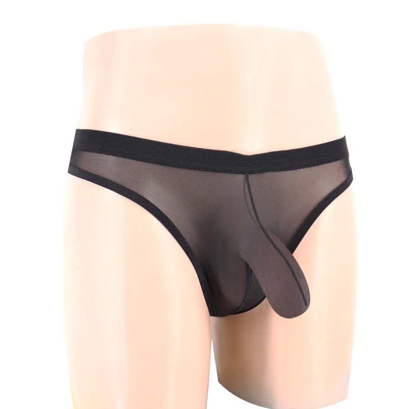 Large Size Men Panties Sexy Elephant Nose Briefs Ultra-thin Mesh Lingerie