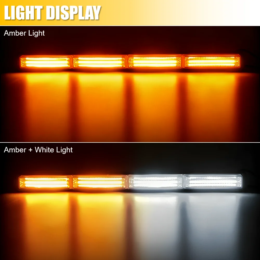 17 Inches LED Strobe Light Bar COB Strobe Flashing Light 12V 24V Traffic Advisor Strobe Light Bar LED Warning Traffic Direction