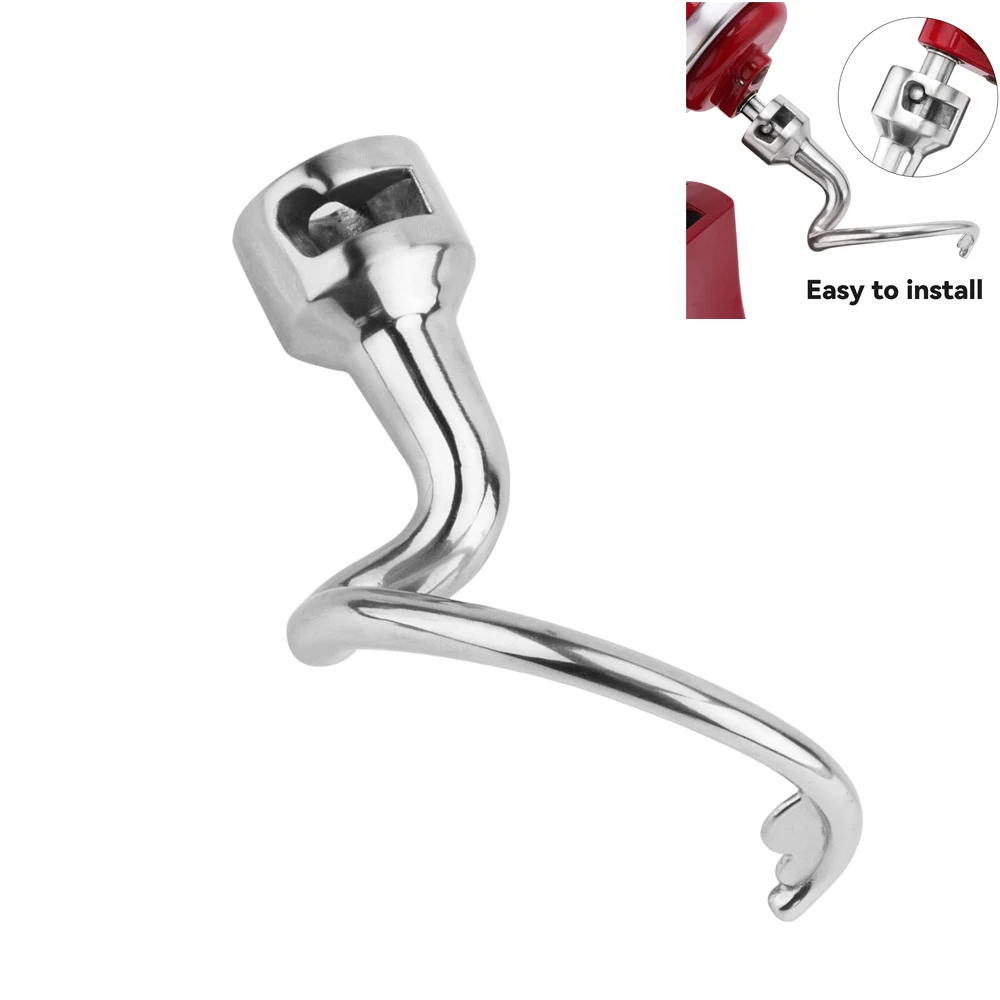 Dough Hook Stainless Steel Attachment Stand Mixer Mixing Head Spiral  Accessory Replacement for KitchenAid 7-Quart 