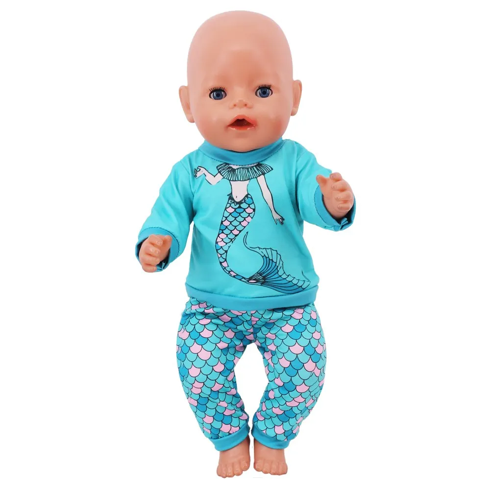 Handmade Crew Neck Pajamas For 18Inch American Doll Accessory Girl 43 cm Baby Born Clothes 43 cm Doll Accessories Our Generation 6