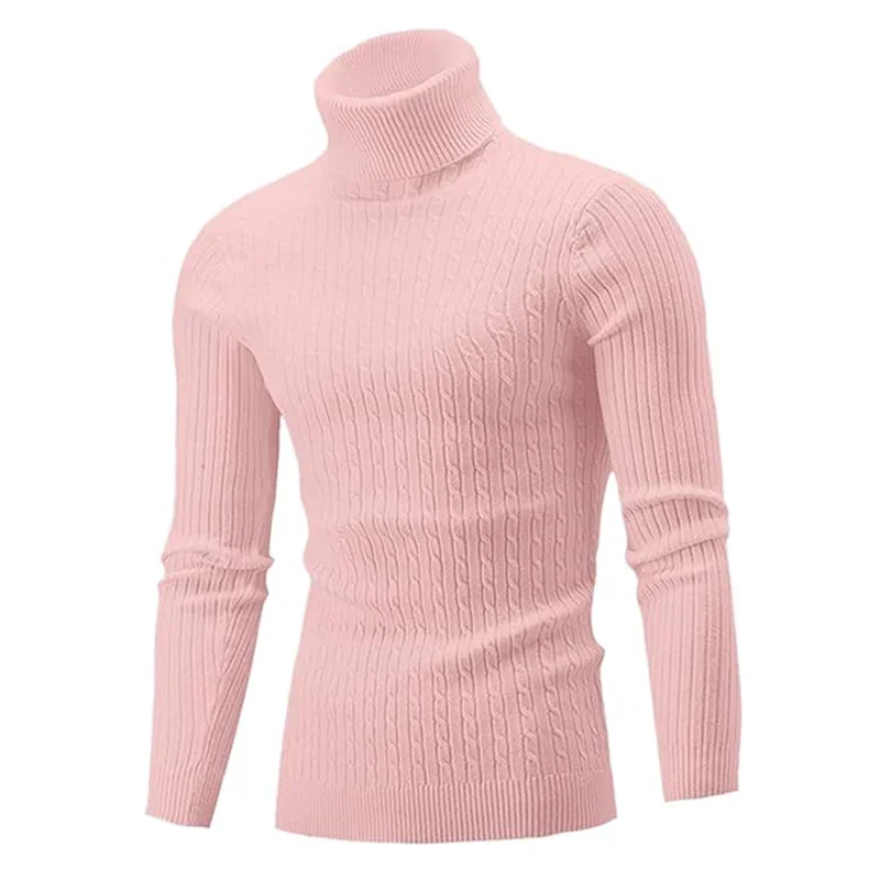 New Men's Turtleneck Casual Men's Knitted Sweater Warm Fitness Men's Pullover Top Fried Street Homestay Men's Pullover Casual