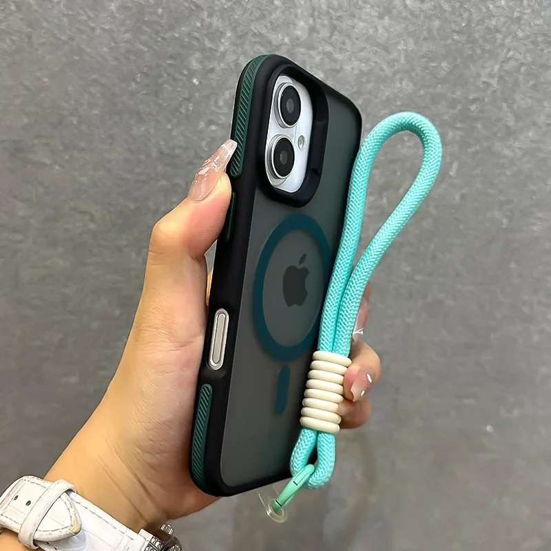 MagSafe Double Color Wrist Strap Case For iPhone 16 15 14 Pro Max - Image 9