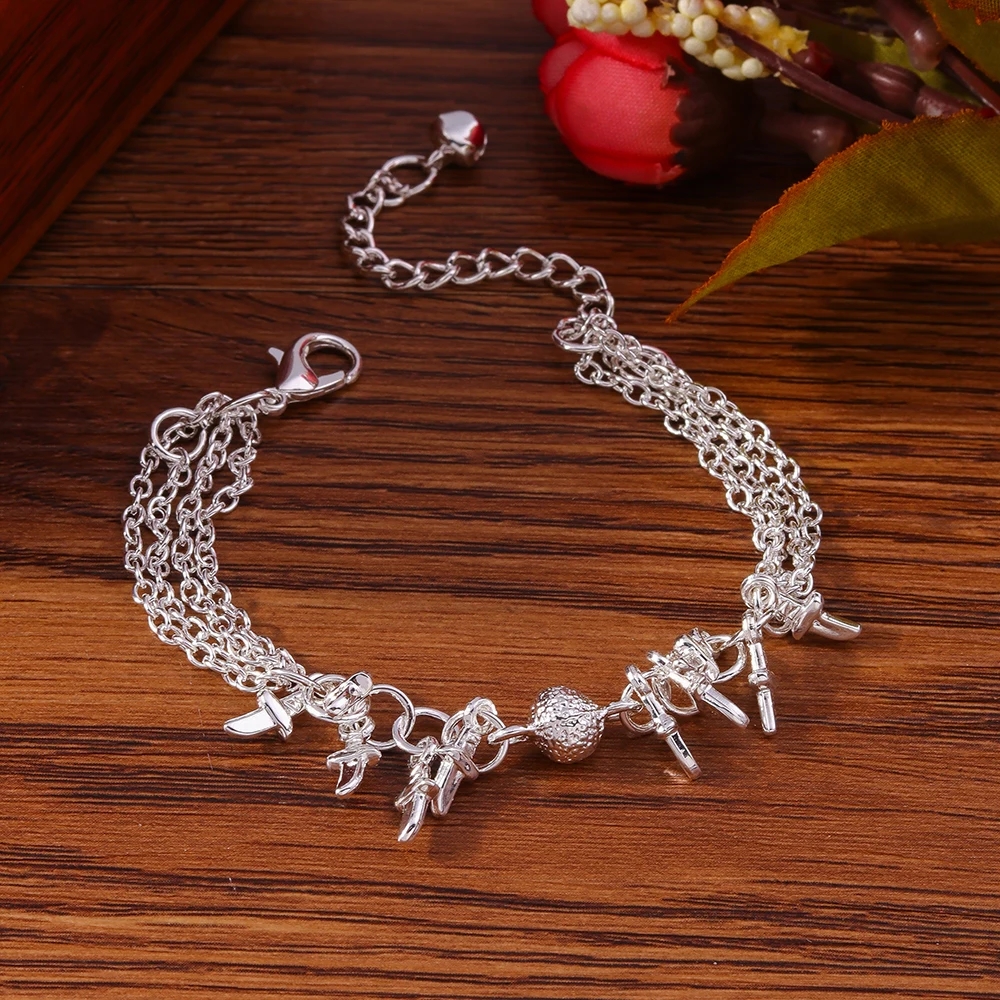 Aihua Hot Street fashion Silber Farbe Feine Zirkon Herz Schlüssel Anhänger Armband für Frau Party Geschenke Hochzeit Zubehör Schmuck – Detail 8