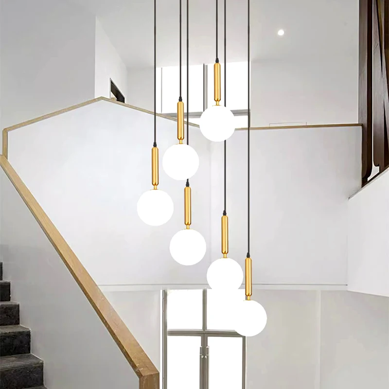 Modern ring stairs led lights pendant light lamps for living room led Chandeliers for dining room hanging light indoor lighting 6