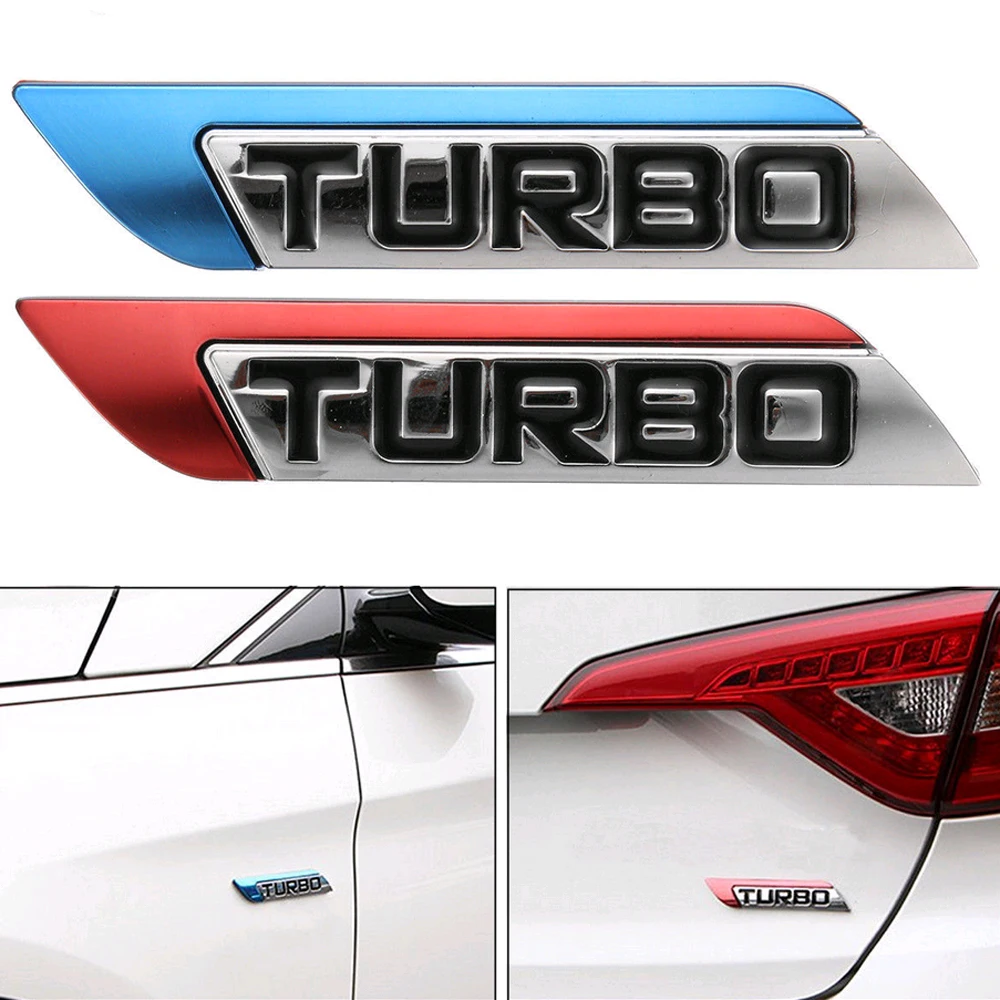 

1pcs Red Blue 3D Metal Turbo Logo Car Body Fender Emblem Badge Word Letter Sticker Auto SUV Universal Car Styling Decoration