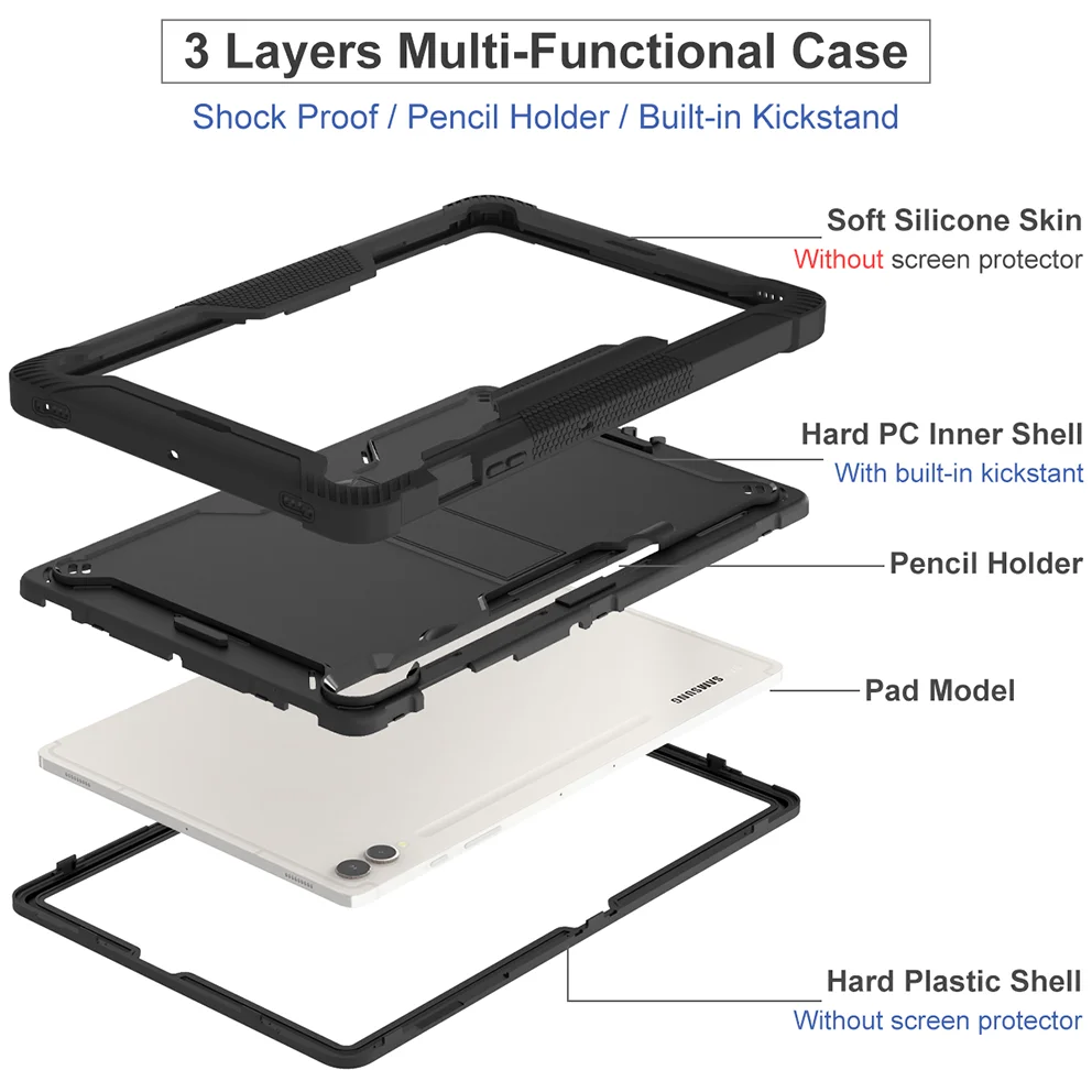 Rugged Shockproof Stand Tablet Case with Heavy-Duty Protection