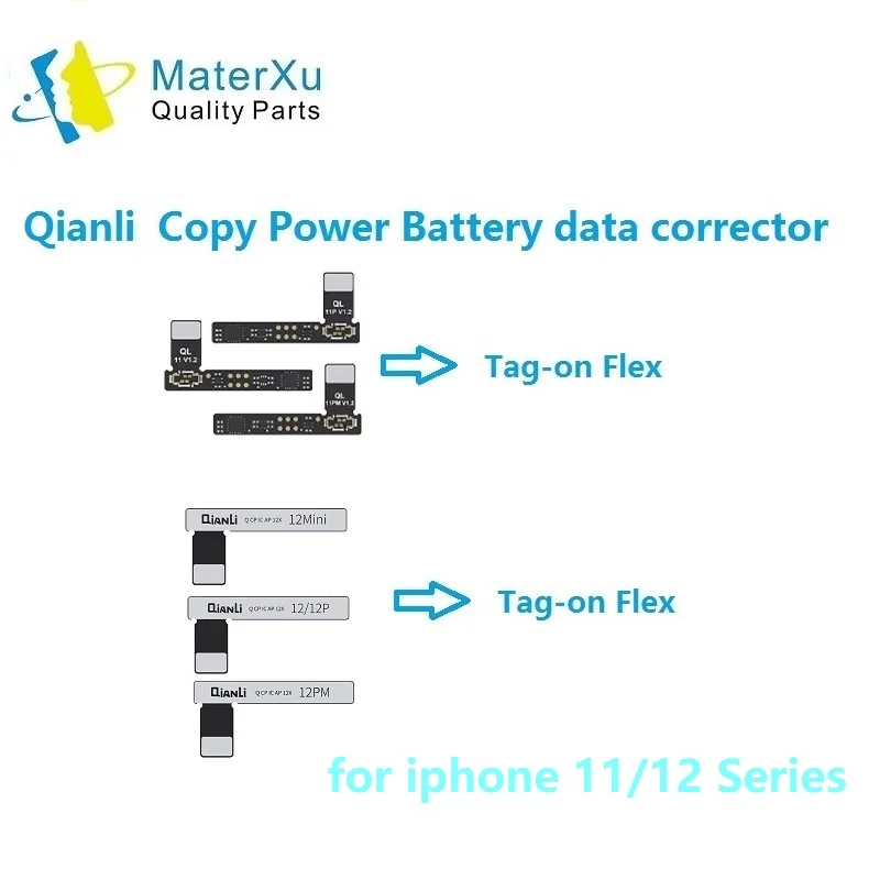 Шлейф батареи MasterXu Qianli icopy для iPhone 11 12 pro Max ремонтная бирка с хвостовиком на кабеле