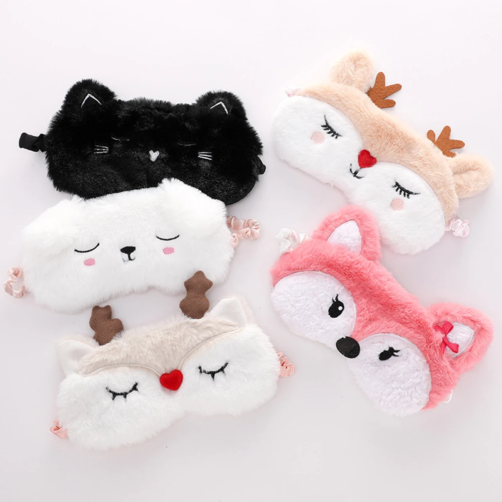 Cute Sleep Mask Eye Sort Bandage Peluche Blindfold Cover Sleeping Dream For Girl Women Night Animal Eyepatch Nap Relax Health Care