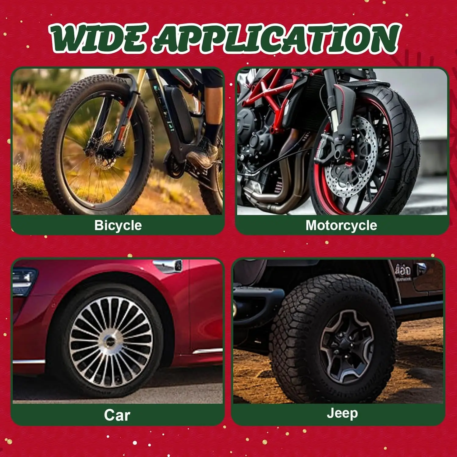 Festive Holiday Tire Air Caps - Decorative Wheel Accessories (4-Pack)