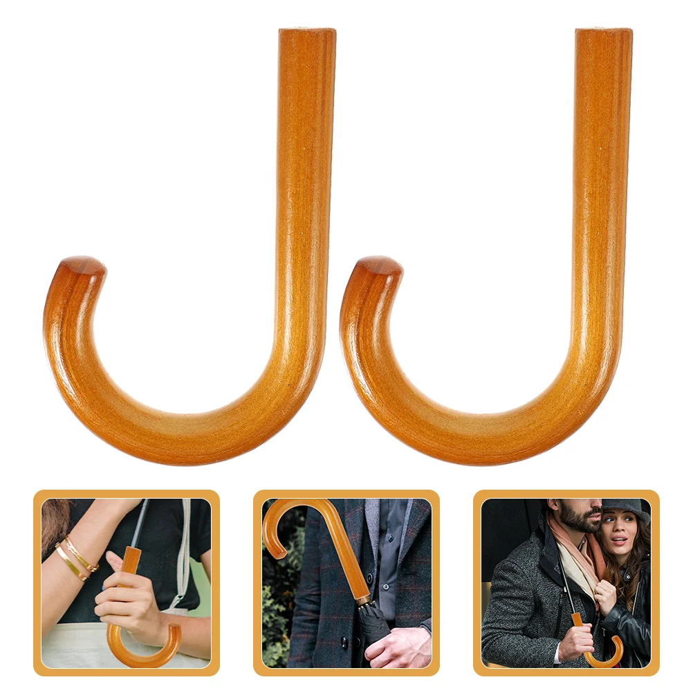 

2 Pcs Umbrella Handle Grip Replacement Handles for Daily Use Component Replaceable Wood Rain