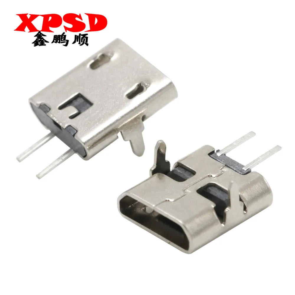 

10PCS micro USB 2p female socket board 180 degree two-pin socket pin patch V8 Android tail plug charging interface edgeless
