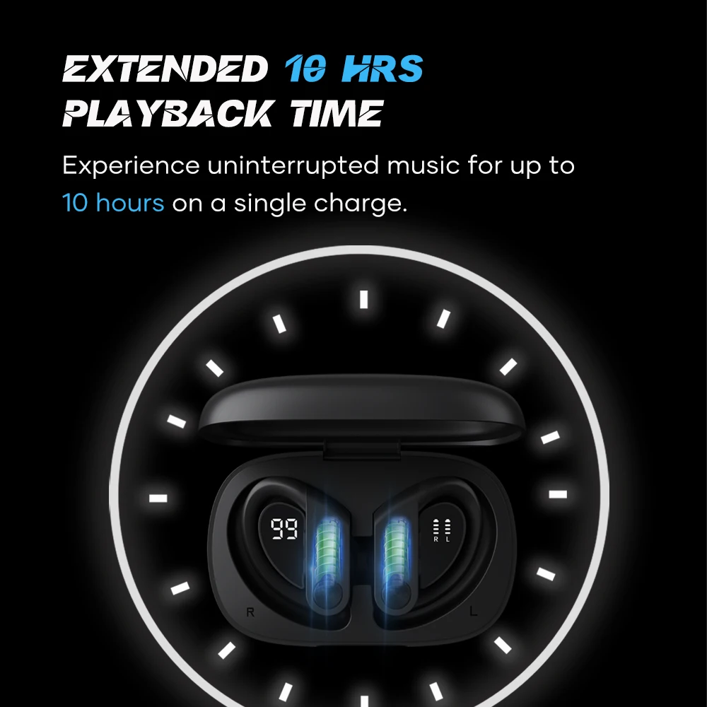Wavefun XBuds 5 블루투스 이어폰, 이어 후크 충전 케이스, 보조배터리 기능 이어버드, BT5.3 방수 헤드폰