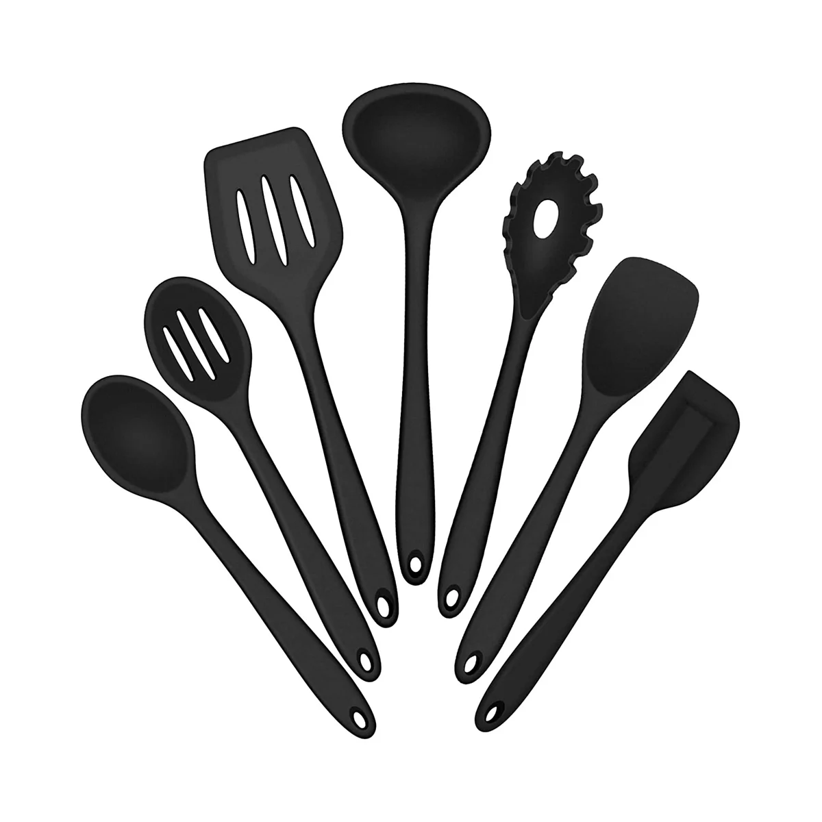 

Silicone Cooking Utensils Set,6Pcs Black Heat Resistant Kitchen Utensils Set, Kitchen Tools Spatula Ladle Spoon