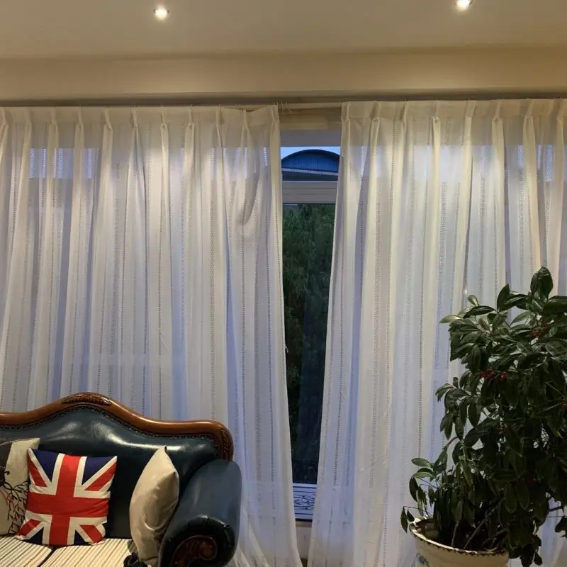 YCENTRE White Hollow Out Sheer Curtain For Living Room Bedroom Voile Tulle Window Blinds Drape Rideaux Chambre Custom Made 4