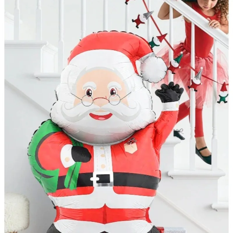 3D Standing Santa Claus Foil Balloon - Self-Standing Christmas Decoration for Xmas/New Year Parties, Family Holiday Home Decor