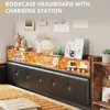 Corner Bed Frame, Twin Daybed with 2 Drawers & Charging Station, Platform Bed Frame Bookcase Headboard 5