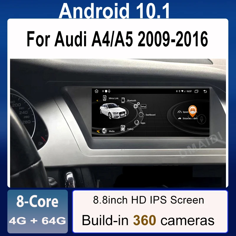 

8.8" Android 10.1 Car Multimedia Player GPS Navigation Radio For Audi A4 A4L A5 2009-2016 CarPlay Video Stereo Screen