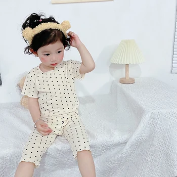Summer Girls Wearing Short Sleeved Thin Set Baby Summer Outfit Two-Piece Set Pajamas Homewear Suit Air-conditioned Clothing 5
