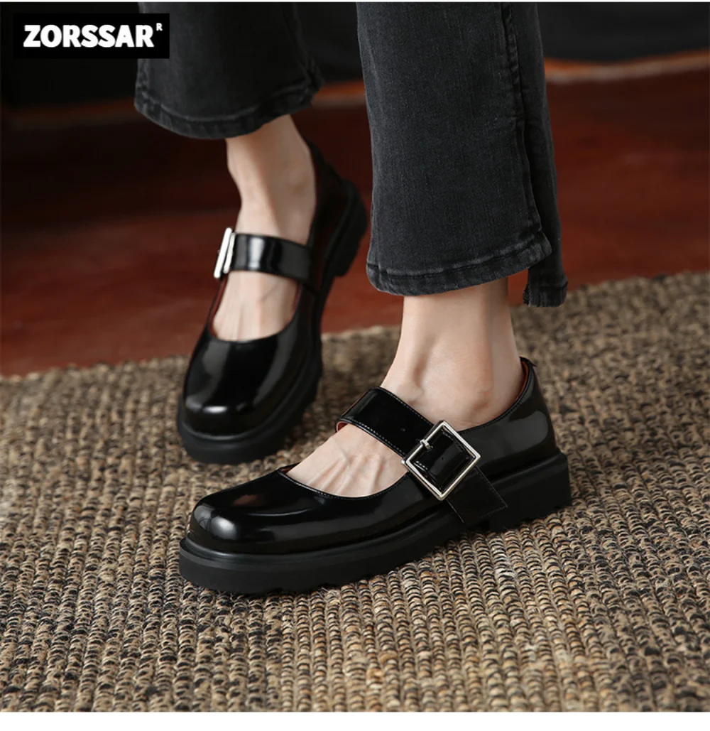 

2023 Cow Leather women flat mary Jane shoes summer shoes Round toe women's Lolita shoes Shallow Casual Daily flats single shoes