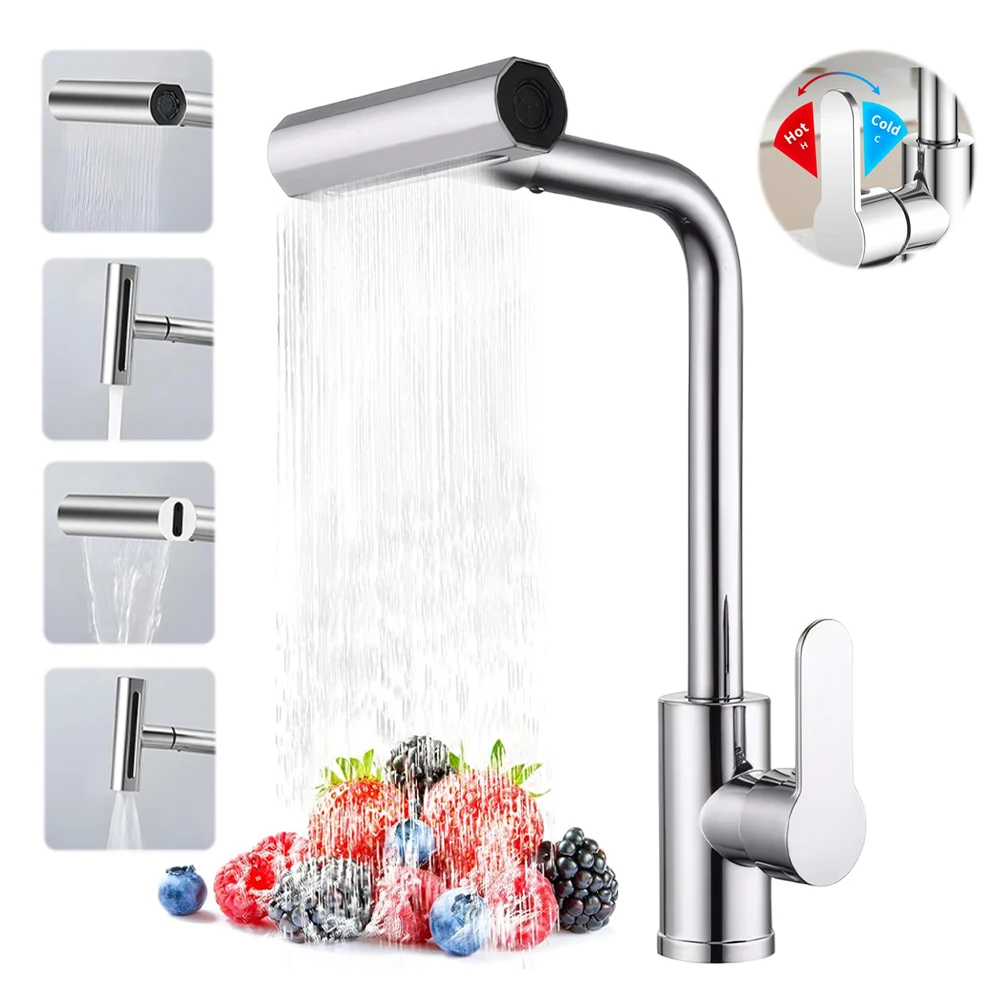 360 Degree Swivel Faucet Rotating Faucet 4 Modes Bathroom Faucet Multifunctional Drinking Water Faucet for Kitchen Bathroom