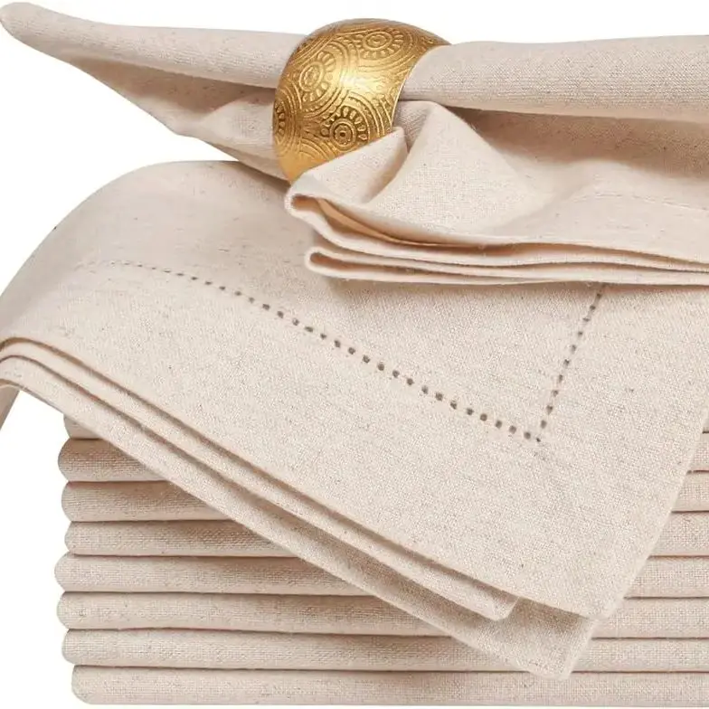 Linen napkins 12 Pieces Flax Linen Napkins Hemstitched Linen Napkins Dinner Cloth Washable