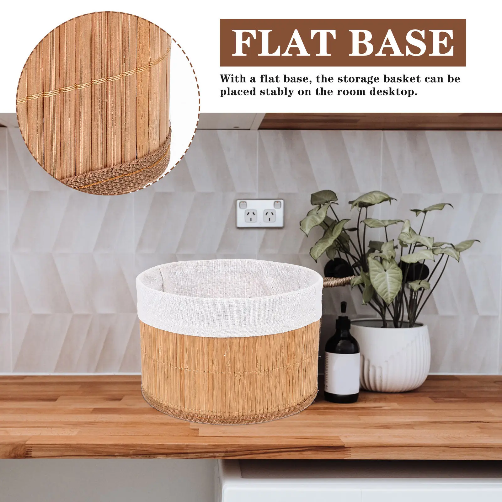 3Pcs 라운드 대나무 보관 바구니 데스크탑 주최자 다기능 가정용 책상 바구니 과일 캔디 홀더 데스크 주최자