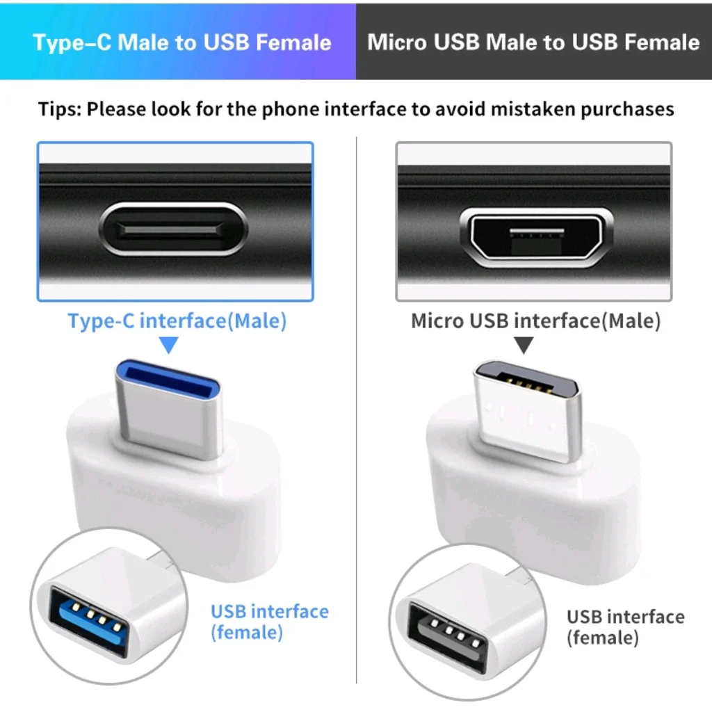 OTG Adapter Universal USB Type C Mini Converter For Android Phones Tablet Type-C Micro-USB to USB2.0 Connector
