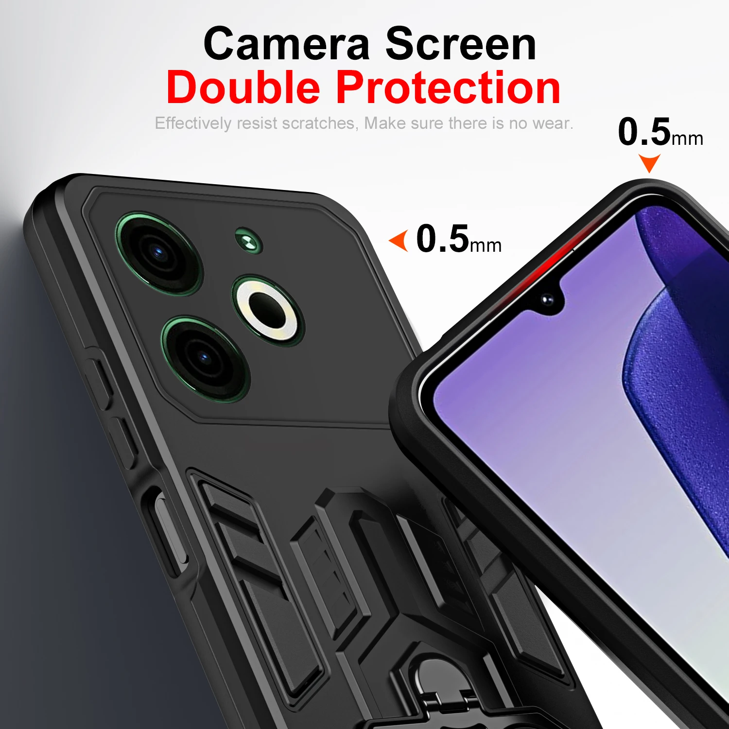 Rugged Shockproof Armor Case with Ring Stand and Holder