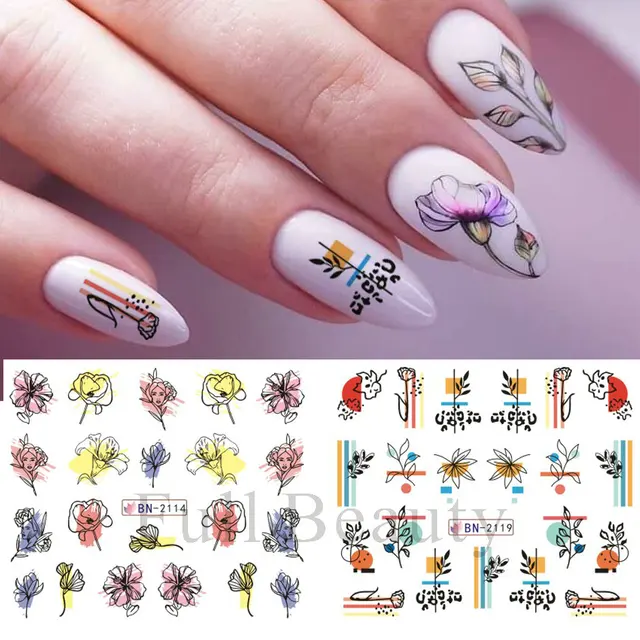 12pcs Watercolor Flowers Charms Nail Stickers Set Blue Floral Leaf Water  Sliders for Nails DIY Manicure Tattoo CHBN2053-2064 - AliExpress