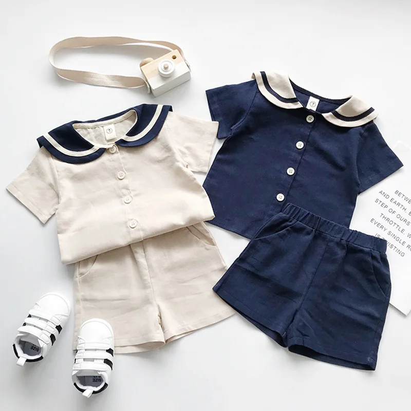 

Хлопковая рубашка с коротким рукавом и шорты, на возраст 2-7 лет