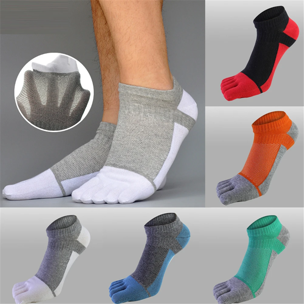 

Five Finger Toe Socks Cotton Soft Low-cut Ankle Socks Mens Striped Mesh Breathable Shaping Anti Friction No Show Socks With Toes