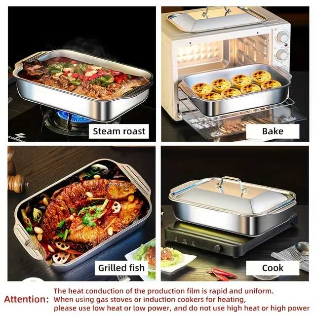 Deep Baking Sheet Stainless Steel Roasting Pan Non-Stick Grilling Trays Oven Accessories Baking Tools Kitchen Accessories 5