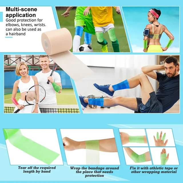 4/6 Pieces Foam Underwrap Sports Tape Pre Wrap Athletic Tape  Bandage for Ankles Wrists Hands Knees 6